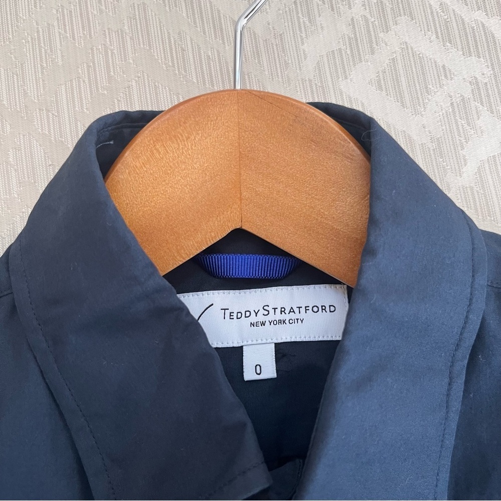 Teddy Stratford NYC Short Sleeve Button Up with Zip Shirt Mens Size 0 or XS Navy - Picture 3 of 8